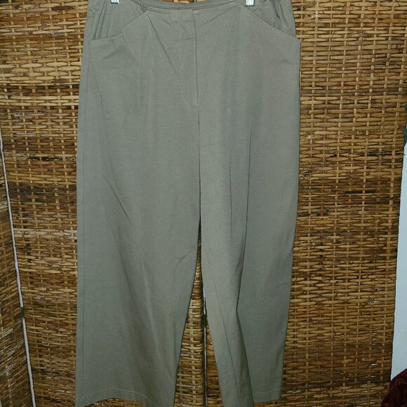 Eileen Fisher Taupe Wide Leg Crop Pant Women's SZ M VTG Cotton Stretch Waist - Picture 1 of 5